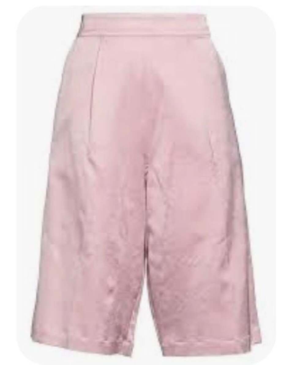 SEMICOUTURE Pink High-Waisted Bermuda Satin Shorts – Made in Italy Size L